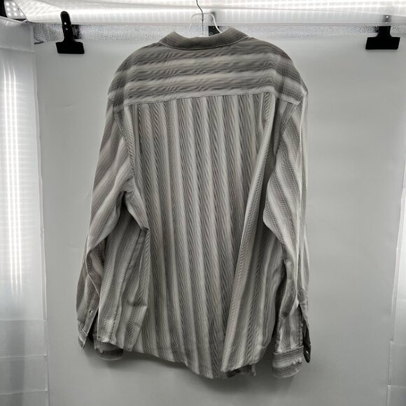 Haggar Men's Striped Button Up Dress Shirt Gray/White Size 2X - Picture 7 of 9